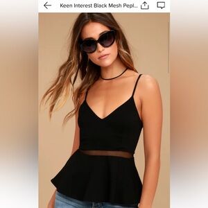 Lulu's Black Peplum Camisole with Cut Out Details